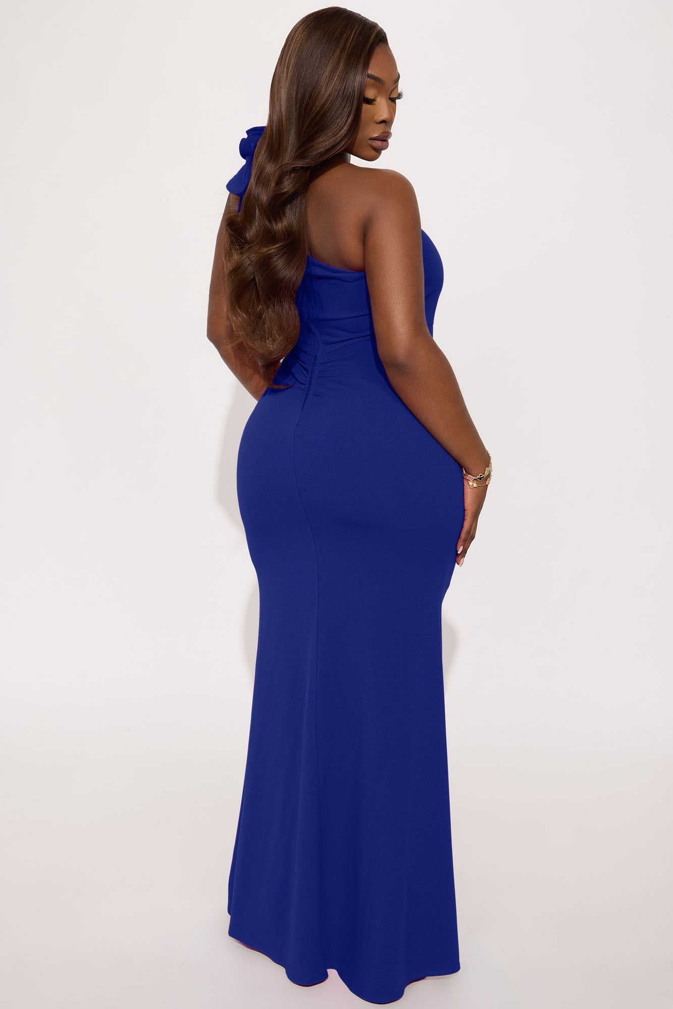 Kaylie Ruffle Crepe Gown - Navy