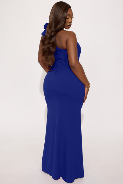 Kaylie Ruffle Crepe Gown - Navy