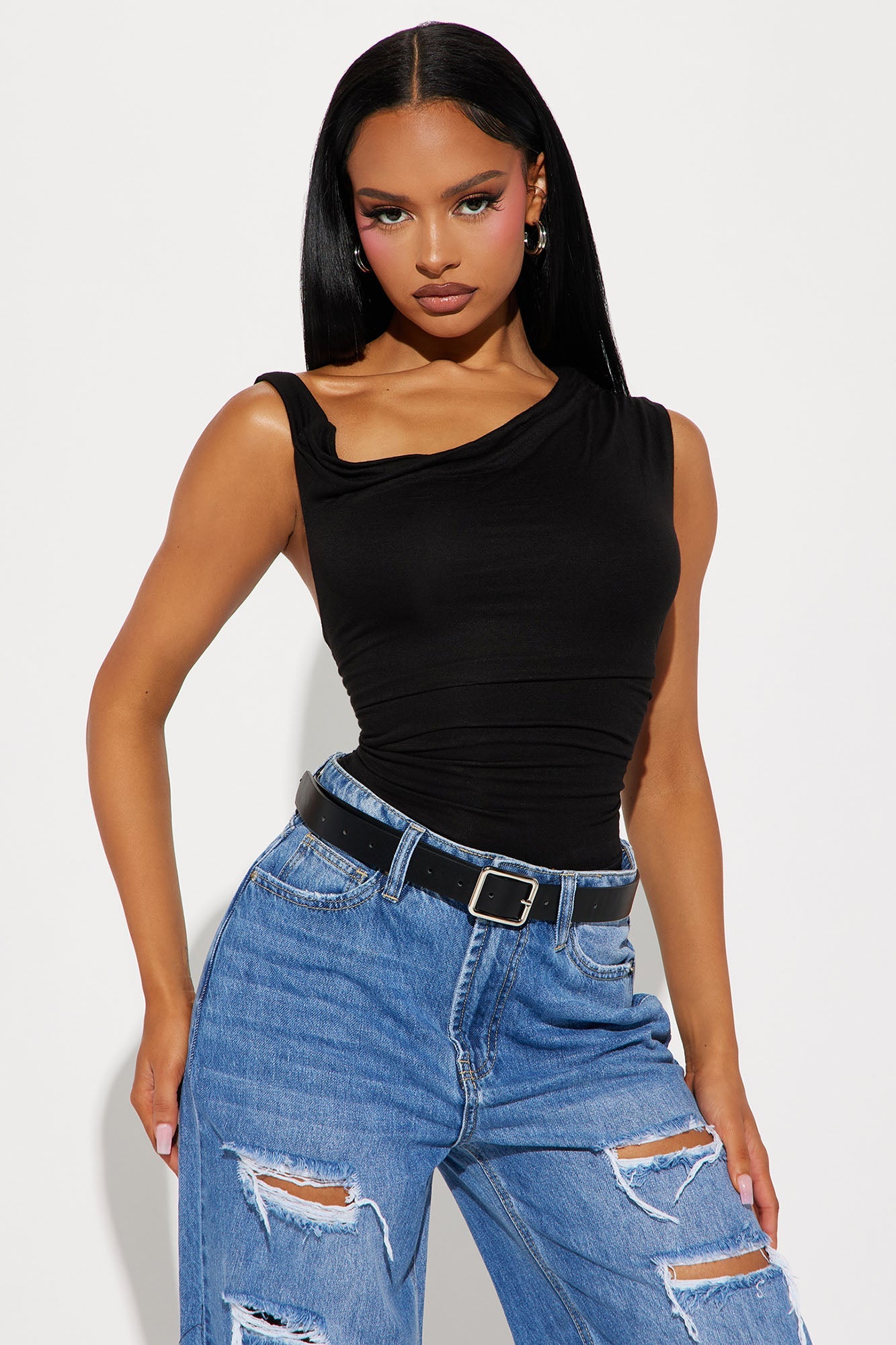 Kylie Off Shoulder Bodysuit - Black