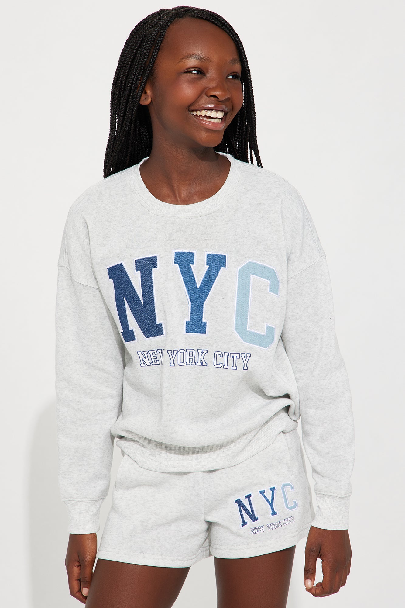 Mini NYC Girly Short Set - Heather Grey