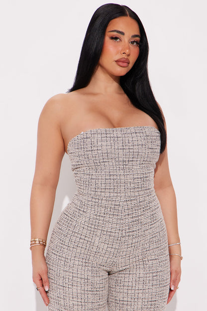 Brenley Stretch Tweed Jumpsuit - Pink/combo