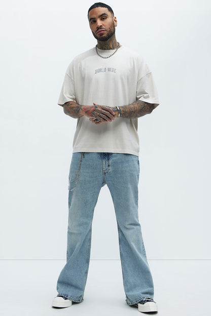 World Wide Chaos Oversized Short Sleeve Tee - Light Grey