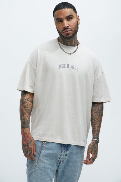 World Wide Chaos Oversized Short Sleeve Tee - Light Grey