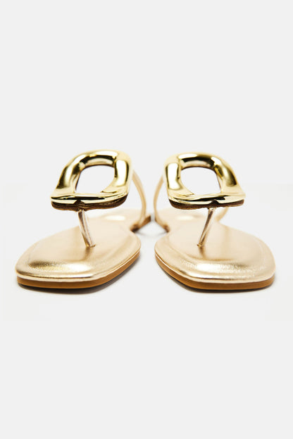 New Here Flat Sandals - Gold
