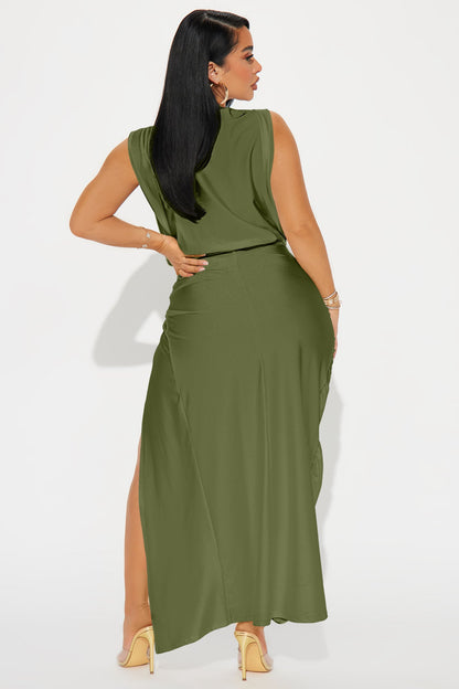 Spice It Up Midi Dress - Olive