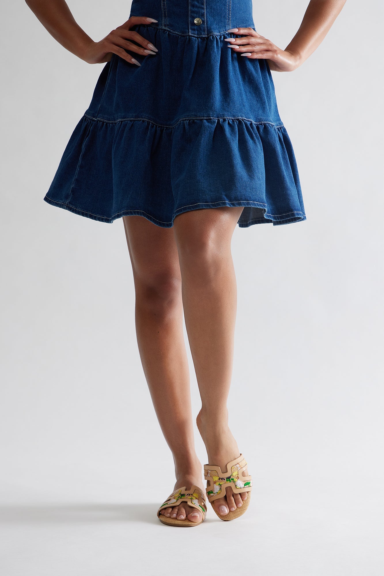 May Flowers Raffia Slip On Sandals - Natural