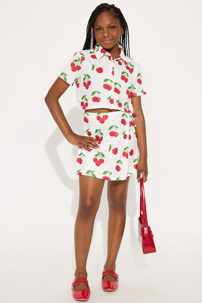 Mini Willa Printed Short Set - White/combo