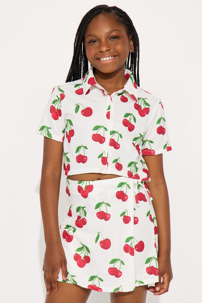Mini Willa Printed Short Set - White/combo