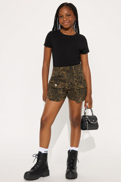 Mini Lily Printed Cargo Short - Leopard