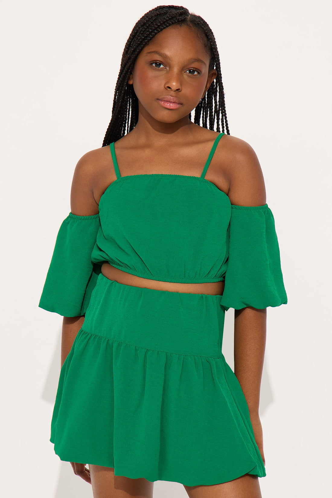 Mini Veda Bubble Skirt Set - Kelly Green