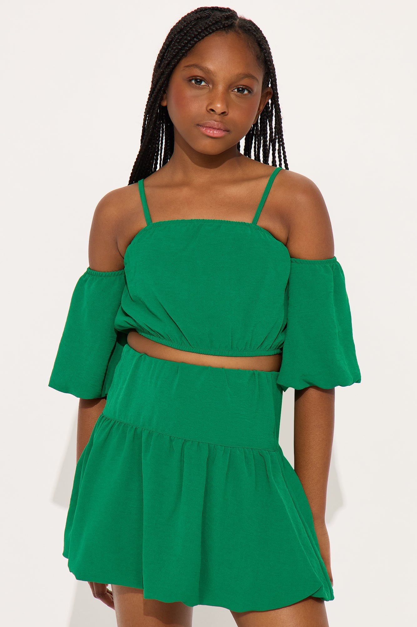 Mini Veda Bubble Skirt Set - Kelly Green