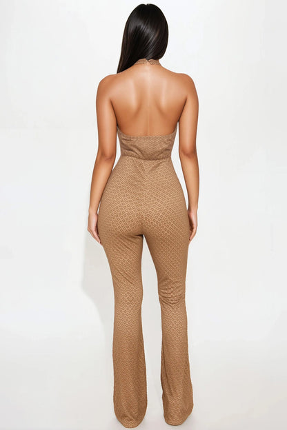 Tulum Beach Club Crochet Jumpsuit - Mocha