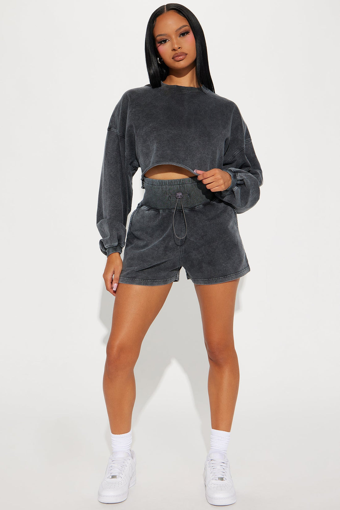 Feeling Good Short Set - Charcoal