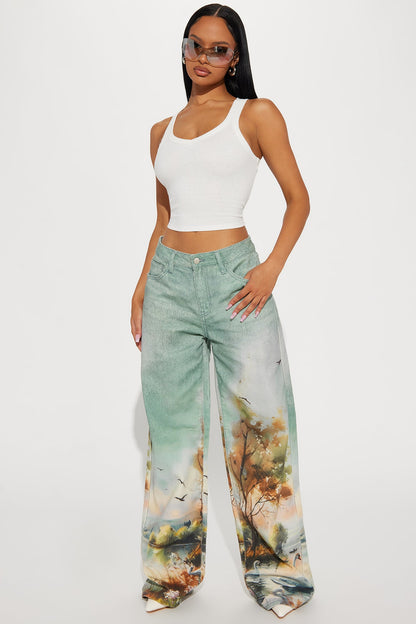 Serene Scene Wide Leg Jeans - Light Blue