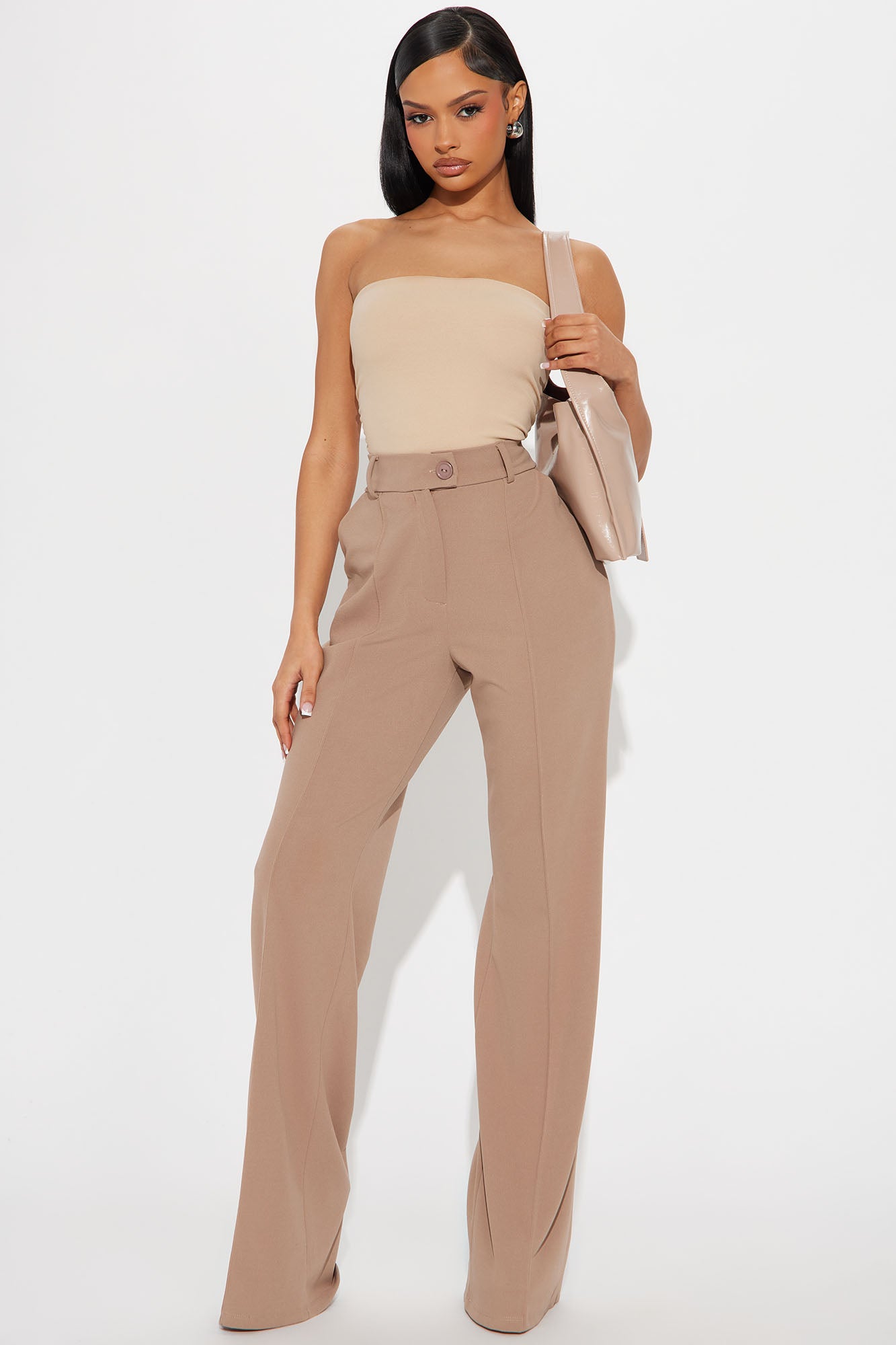 Tall Heidi Wide Leg Trouser Pant - Taupe