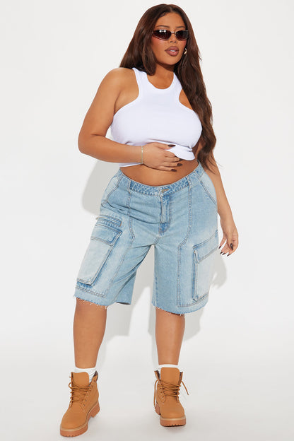 Parker Denim Cargo Jorts - Light Wash