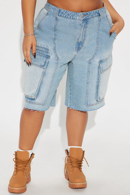 Parker Denim Cargo Jorts - Light Wash