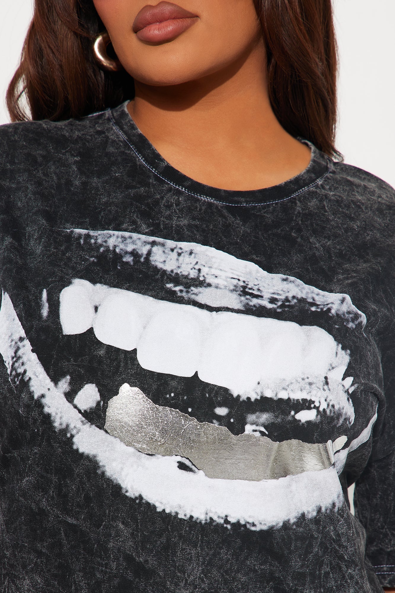 Stop &amp; Stare Grillz Washed Oversized Tee - Black