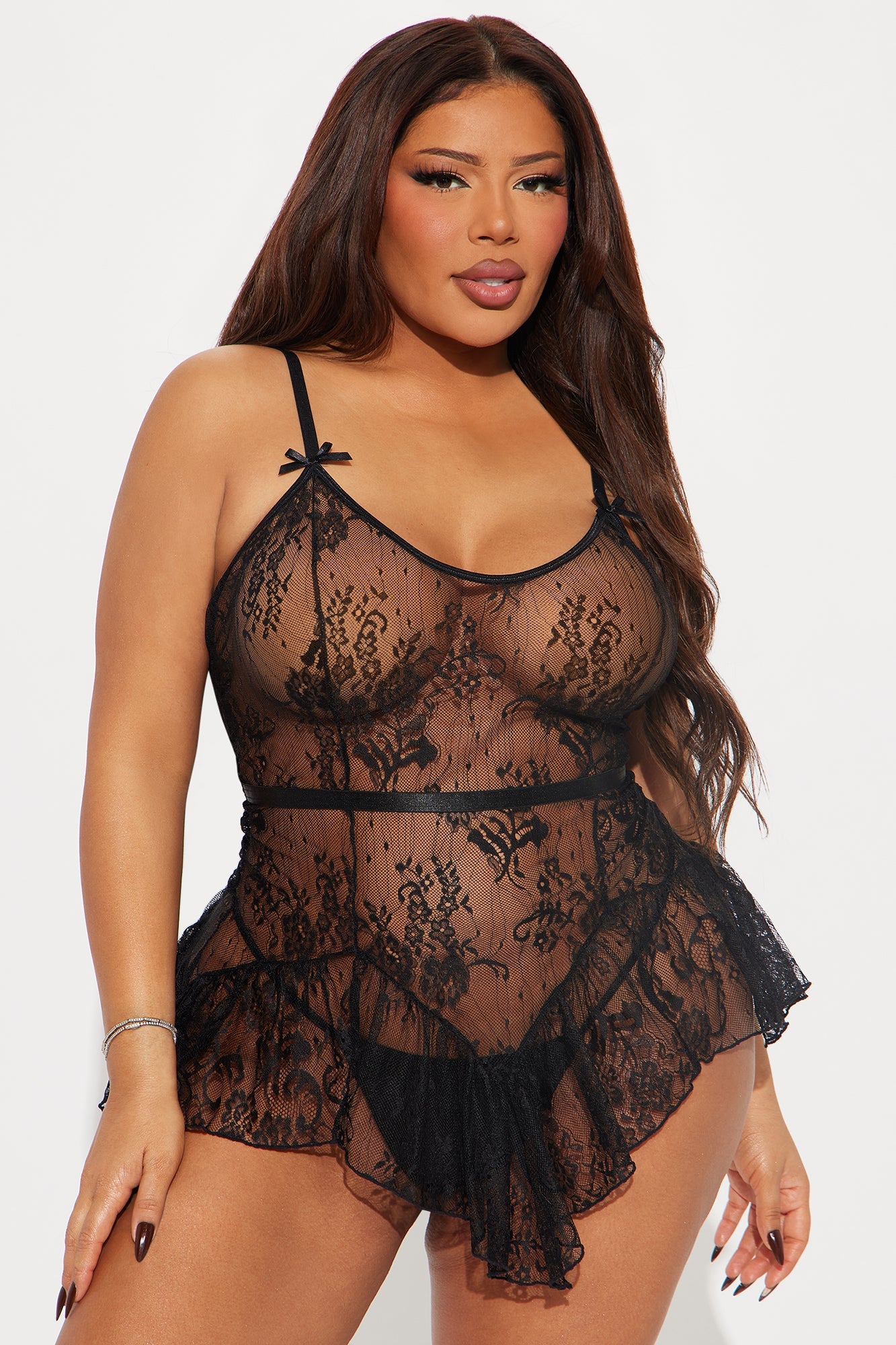Fairy Fantasy Lace Flutter Babydoll - Black