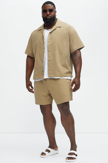 Seersucker Swim Trunk 6″ - Khaki