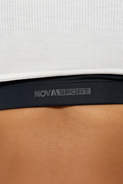 Cross Court Elevate Double Layered Sports Bra - White/Black