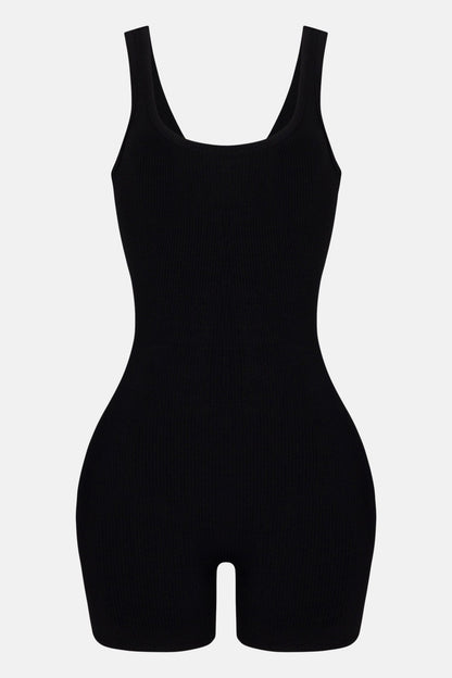 Naveah Scoop Neck Snatched Romper - Black