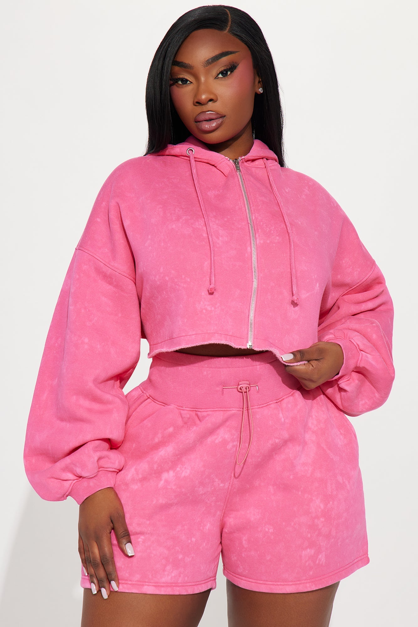 On The Go Fleece Short Set - Pink
