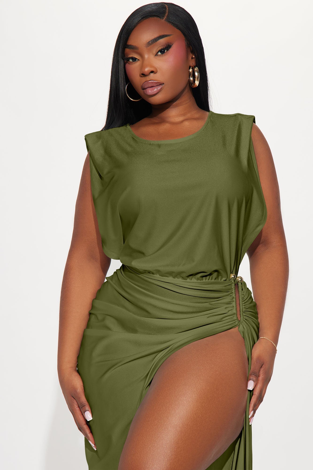 Spice It Up Midi Dress - Olive