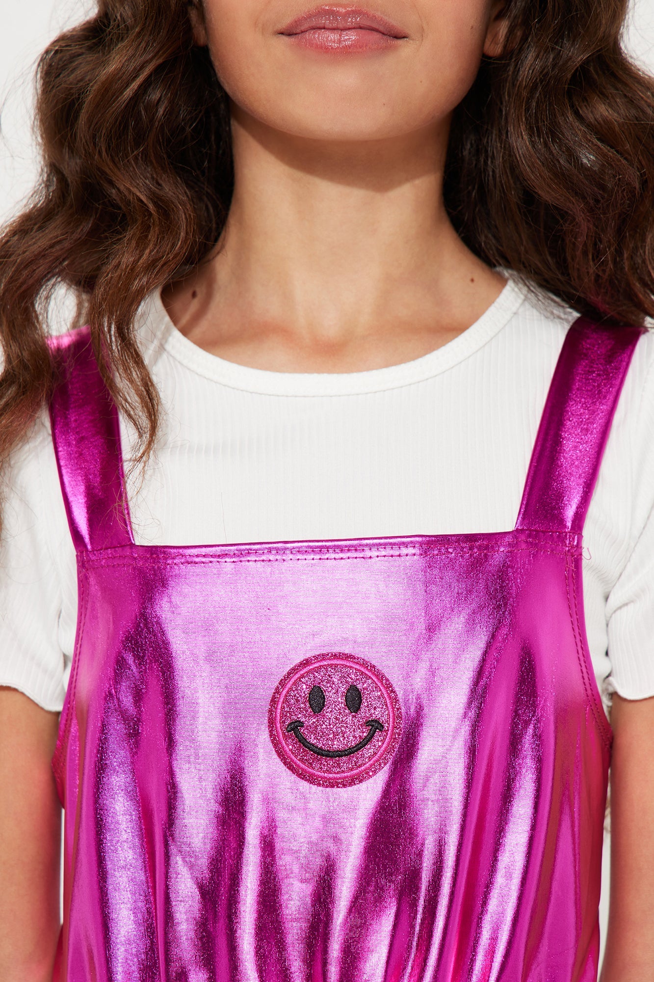 Mini Play All Day Metallic Skort Romper - Magenta