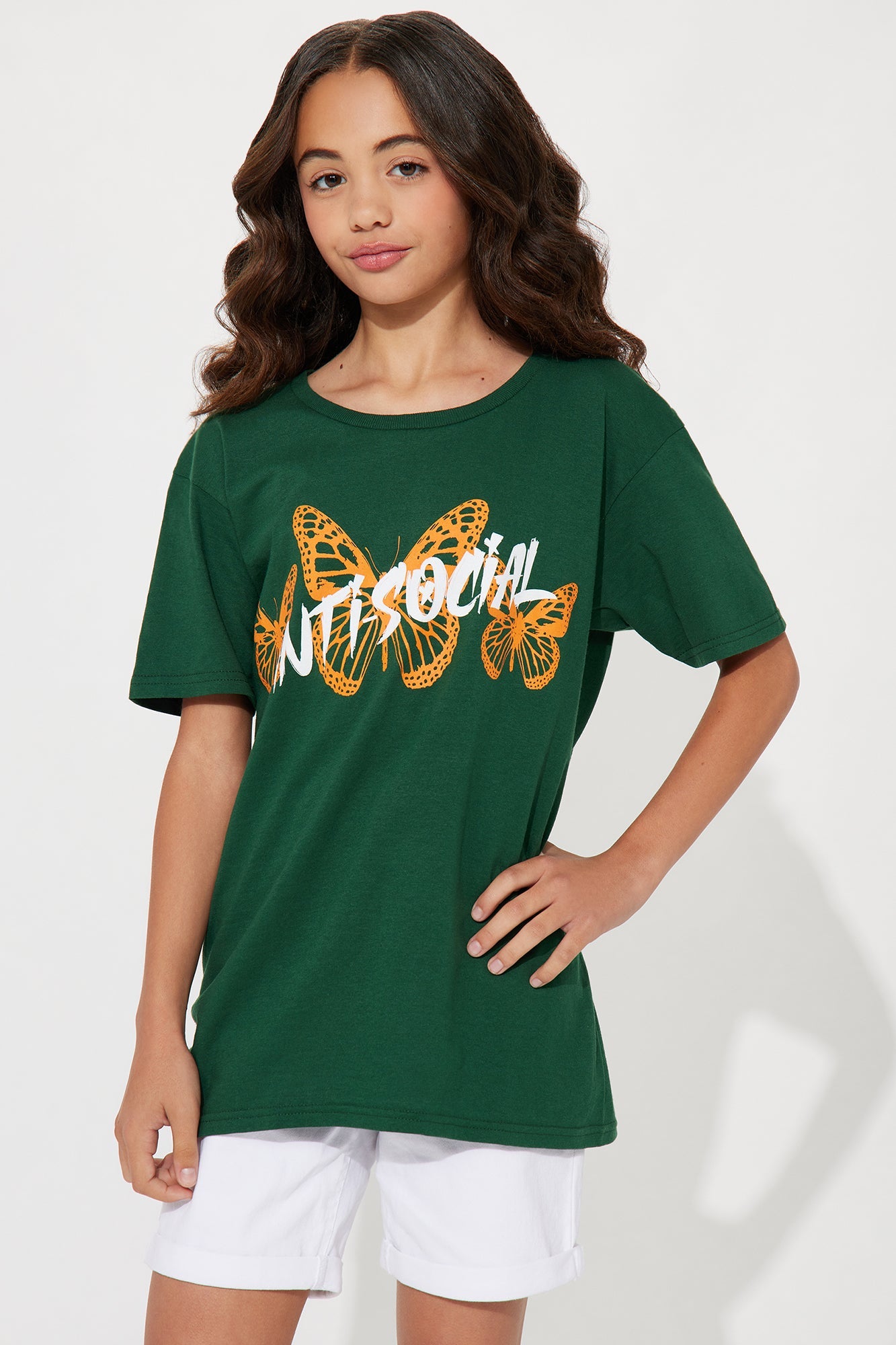 Mini Anti Social Energy Graphic Tee - Hunter