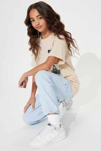 Mini Parachute Cargo Pants - SkyBlue