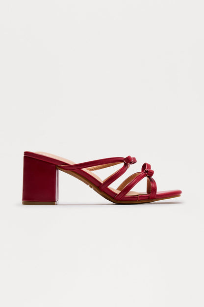 Miley Bow Block Mid Heels - Red