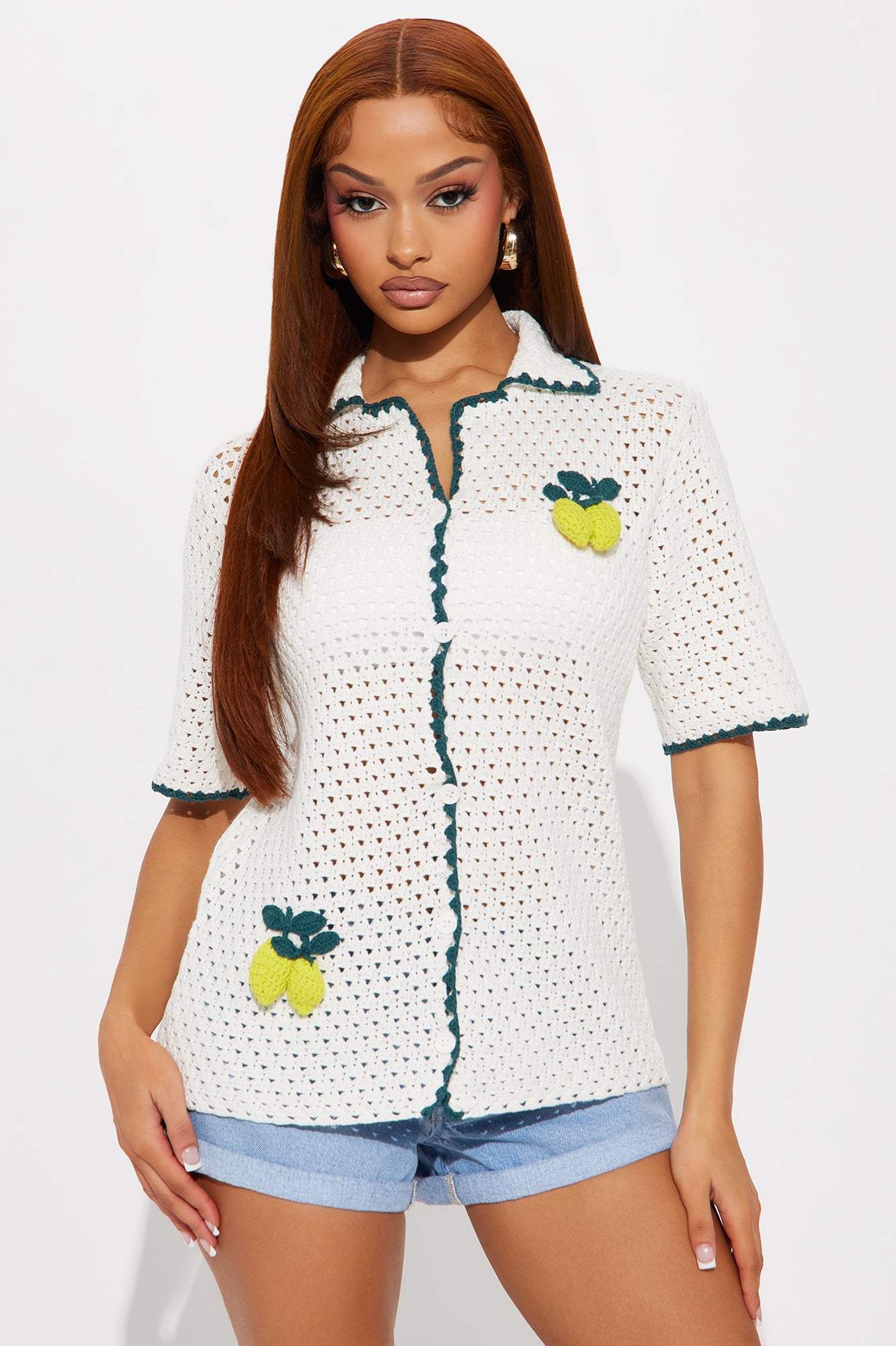 Give Me Lemons Crochet Shirt - White/combo