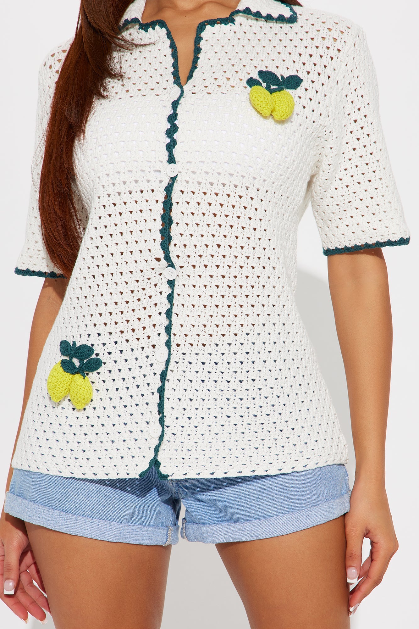 Give Me Lemons Crochet Shirt - White/combo