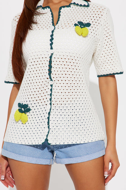 Give Me Lemons Crochet Shirt - White/combo