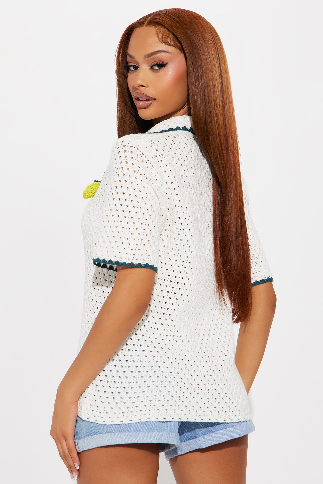 Give Me Lemons Crochet Shirt - White/combo