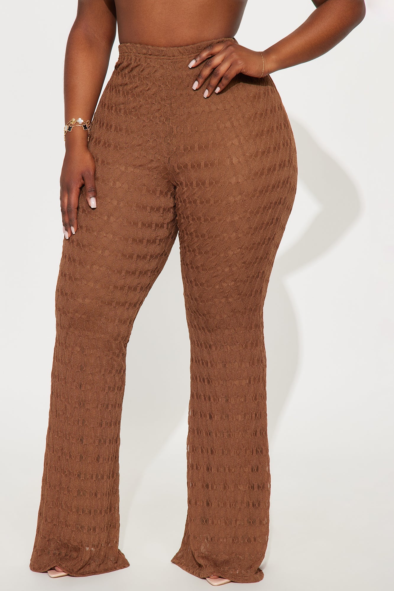 Hold Up Lace Flare Pant - Mocha