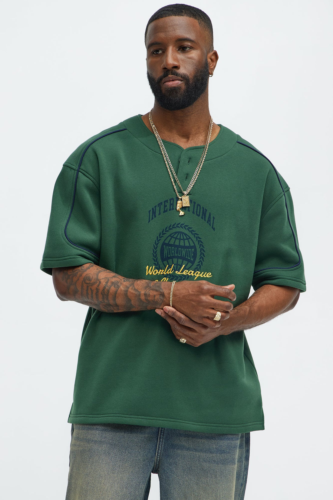 International Champ Short Sleeve Henley - Hunter Green