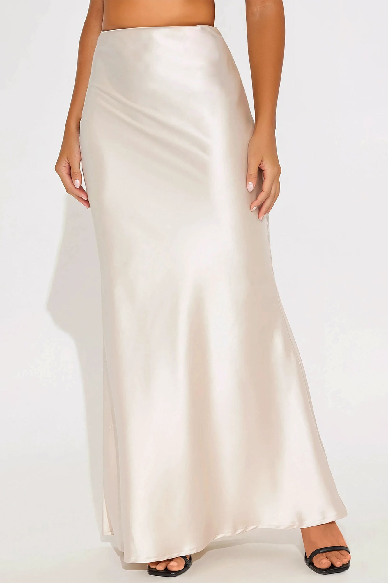 Aurora Satin Maxi Skirt - Cream