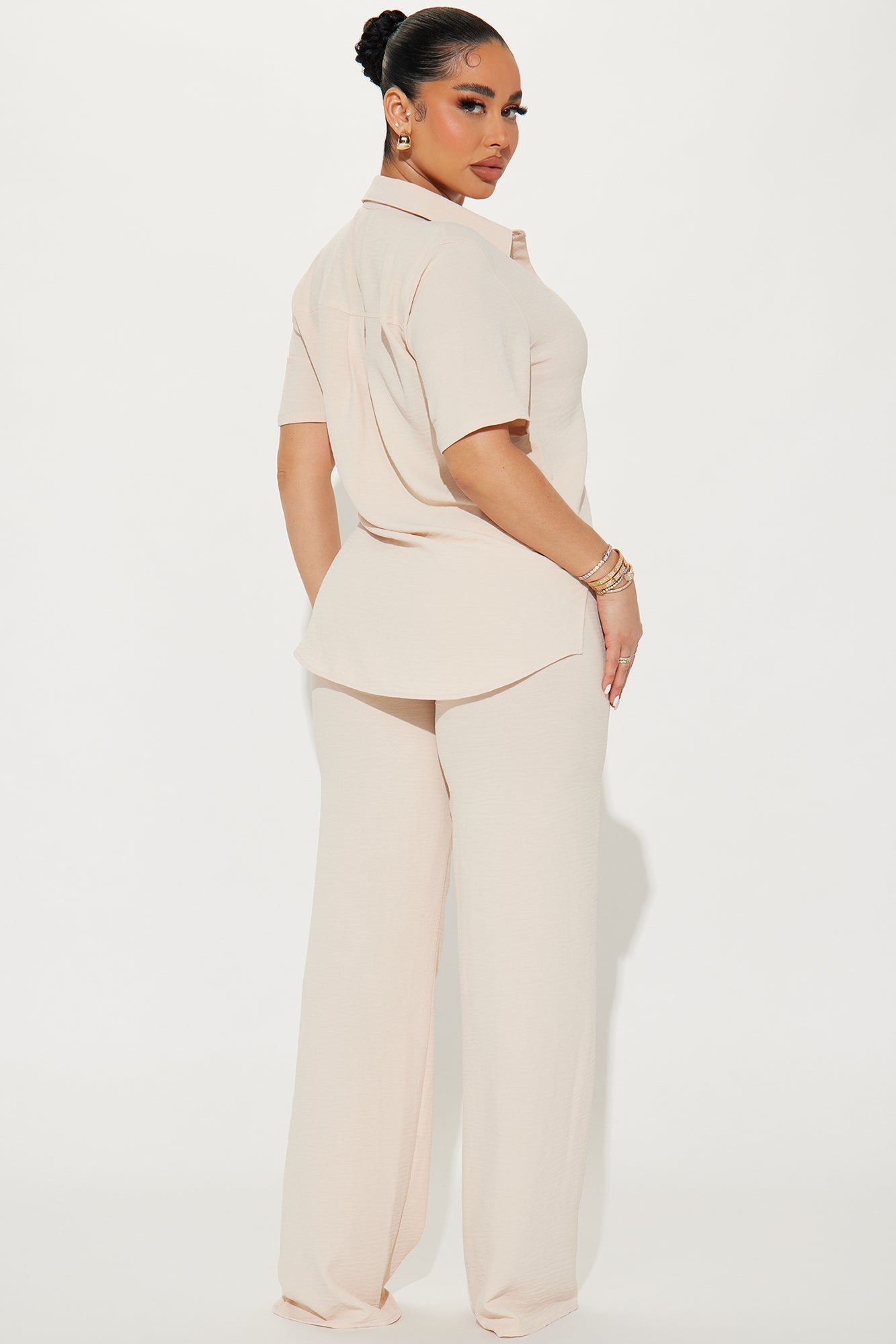 Makenzie Short Sleeve Pant Set - Oatmeal