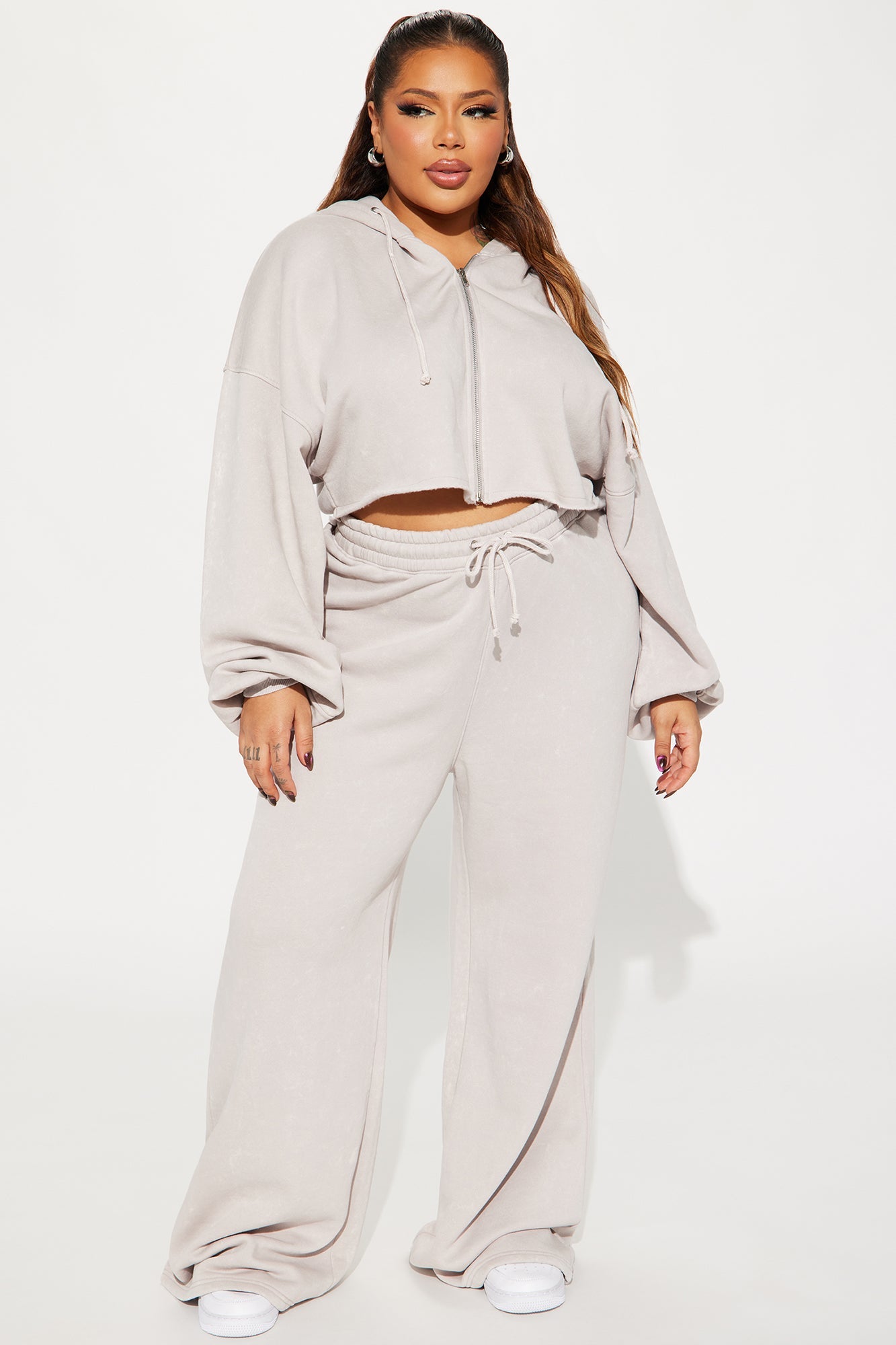 On The Go Fleece Pant Set - Taupe