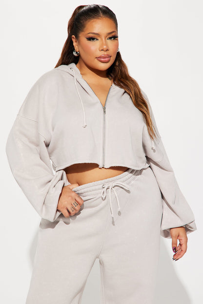 On The Go Fleece Pant Set - Taupe
