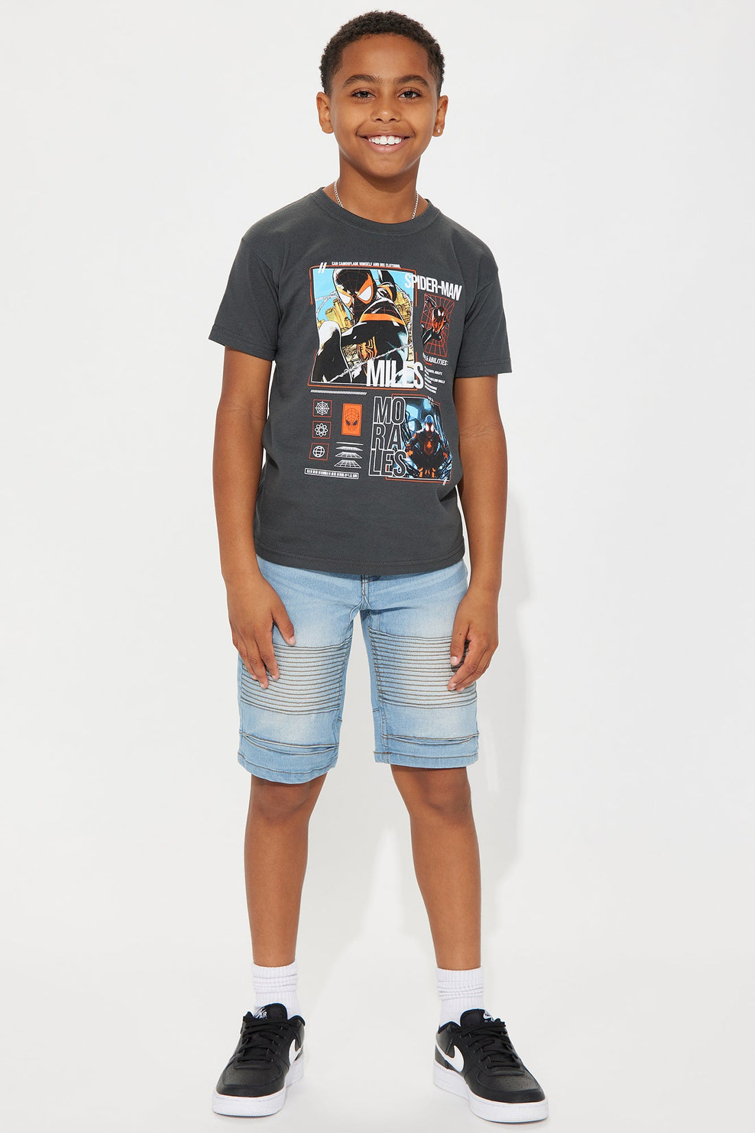 Mini Spiderman Miles Morales Tee - Charcoal