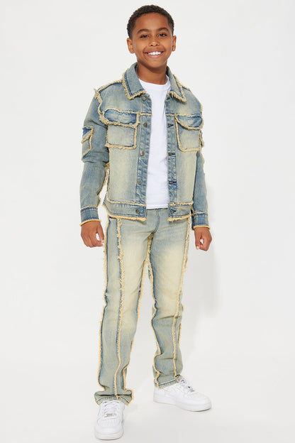 Mini Nazca Frayed Trucker Jacket - Light Blue Wash