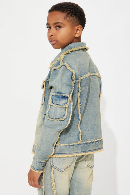 Mini Nazca Frayed Trucker Jacket - Light Blue Wash