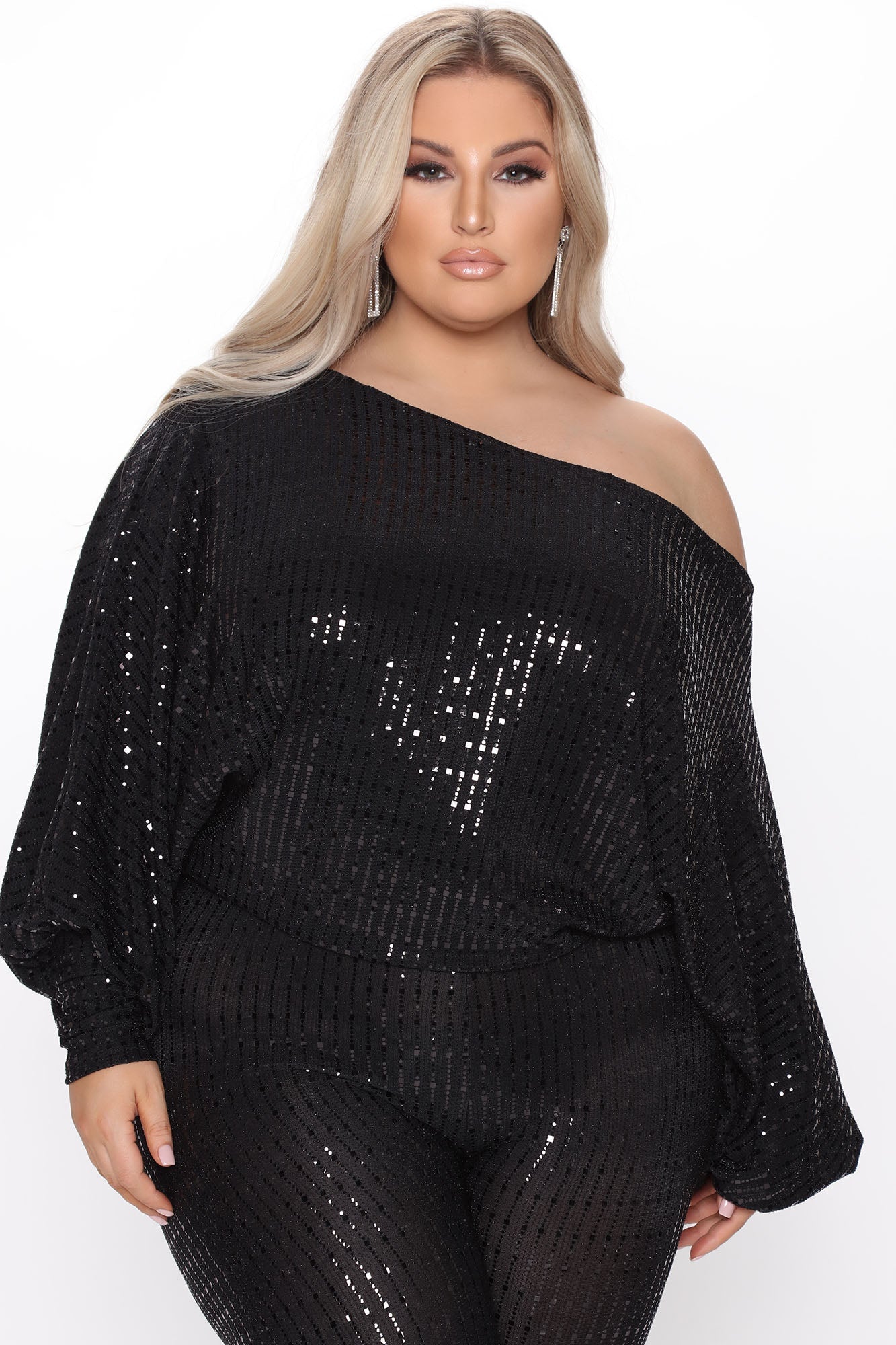 Shining Star Off Shoulder Set - Black