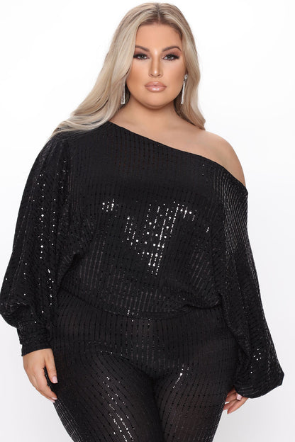 Shining Star Off Shoulder Set - Black