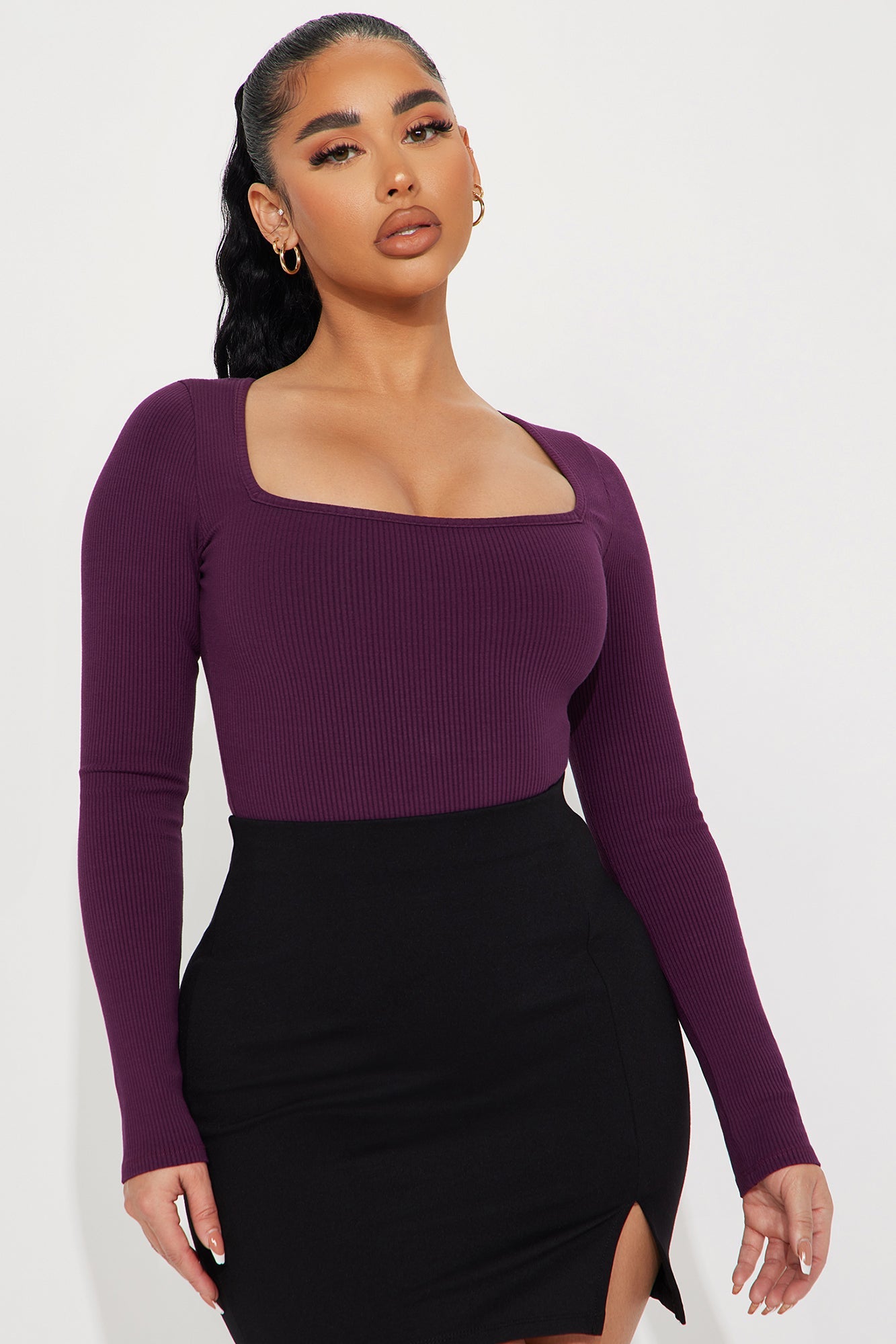 Arianna Snatched Bodysuit - Plum