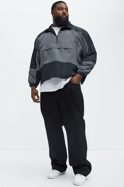 Racer Quarter Zip Coaches Jacket - Black/combo