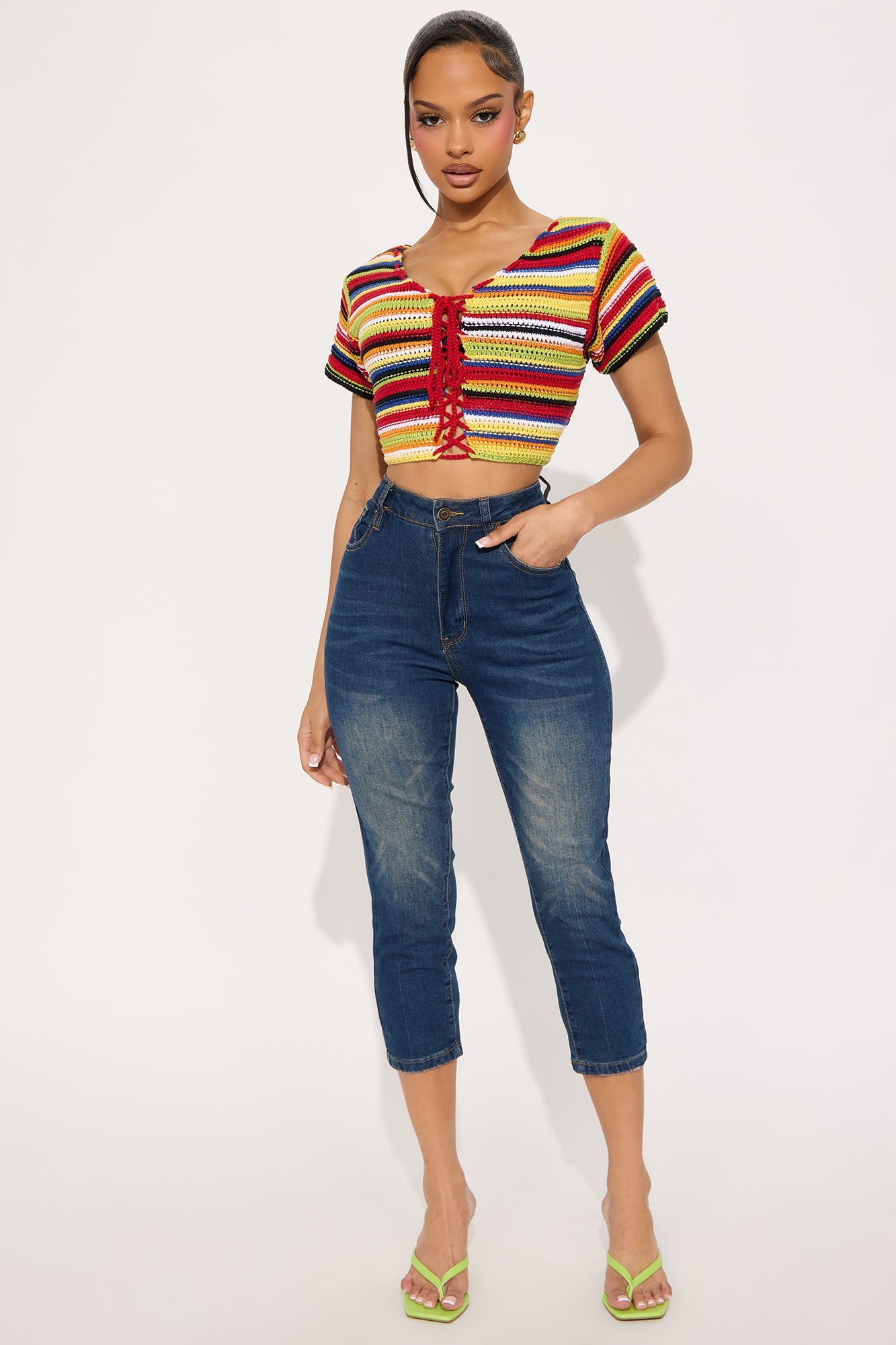 Vivid Dreams Cropped Crochet Top - Multi Color